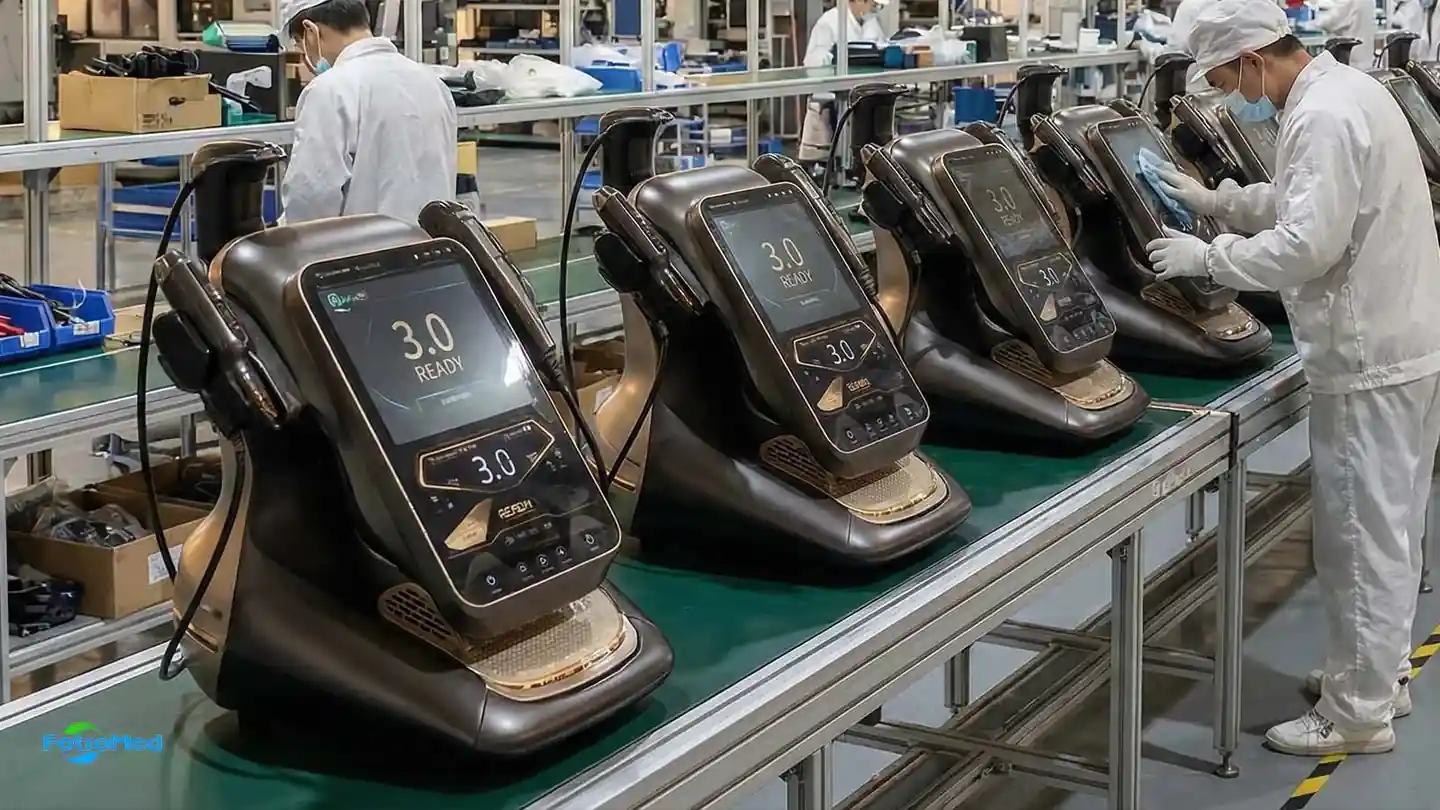 Professional HIFU machines undergoing final inspection on the FotroHIFU production line