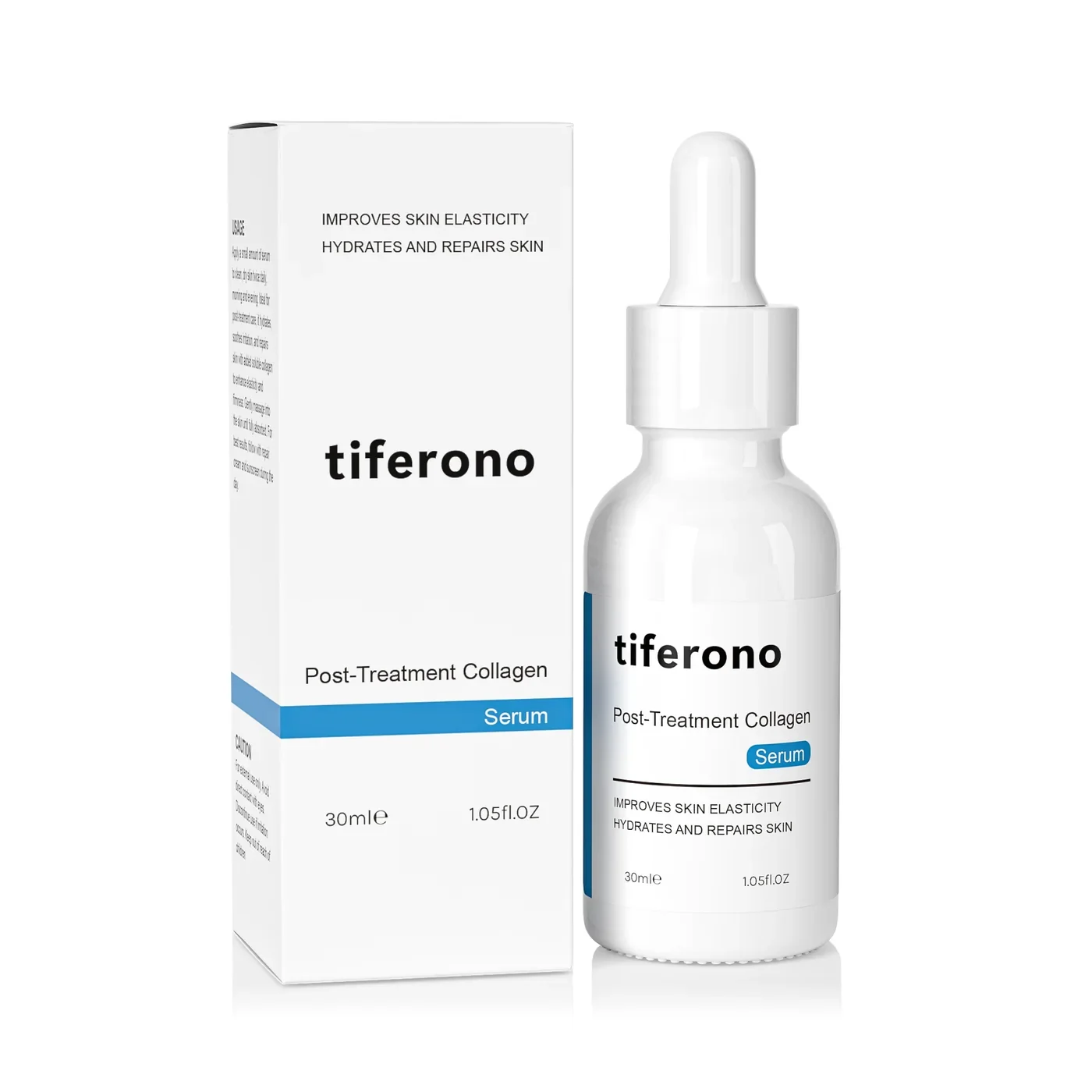 Post-Treatment Collagen Serum dropper bottle and box in 30 ml packaging