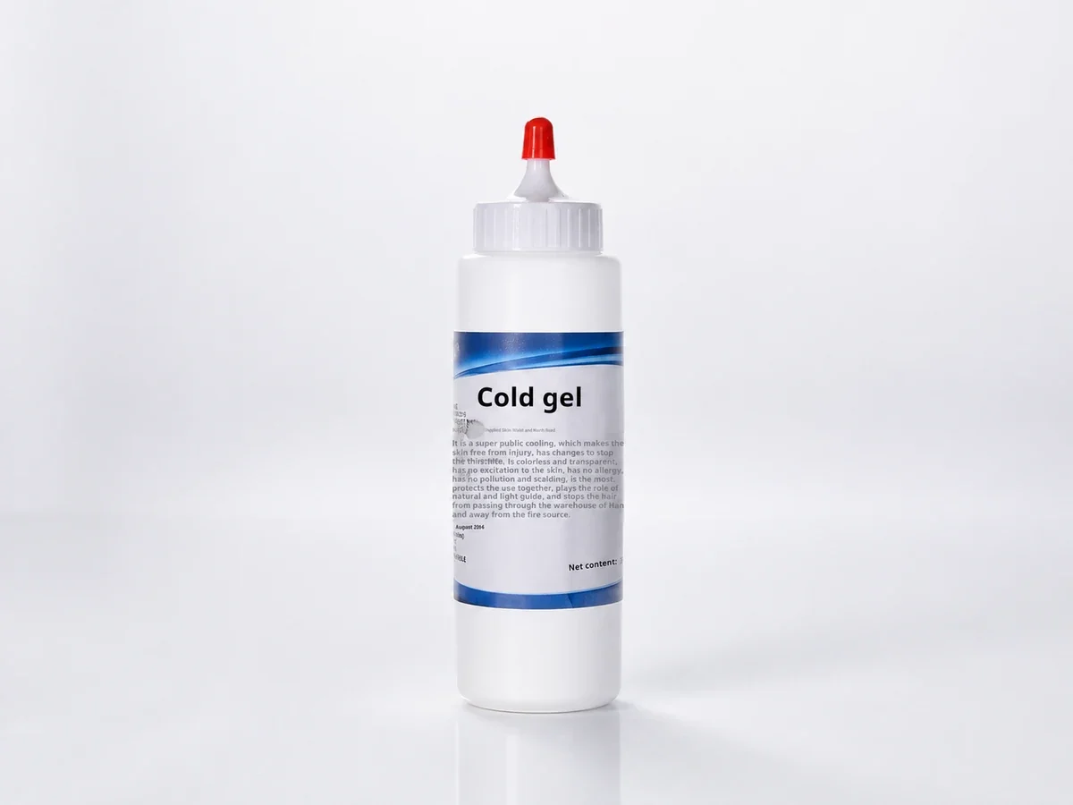 White HIFU conductive cooling gel bottle with a red applicator cap