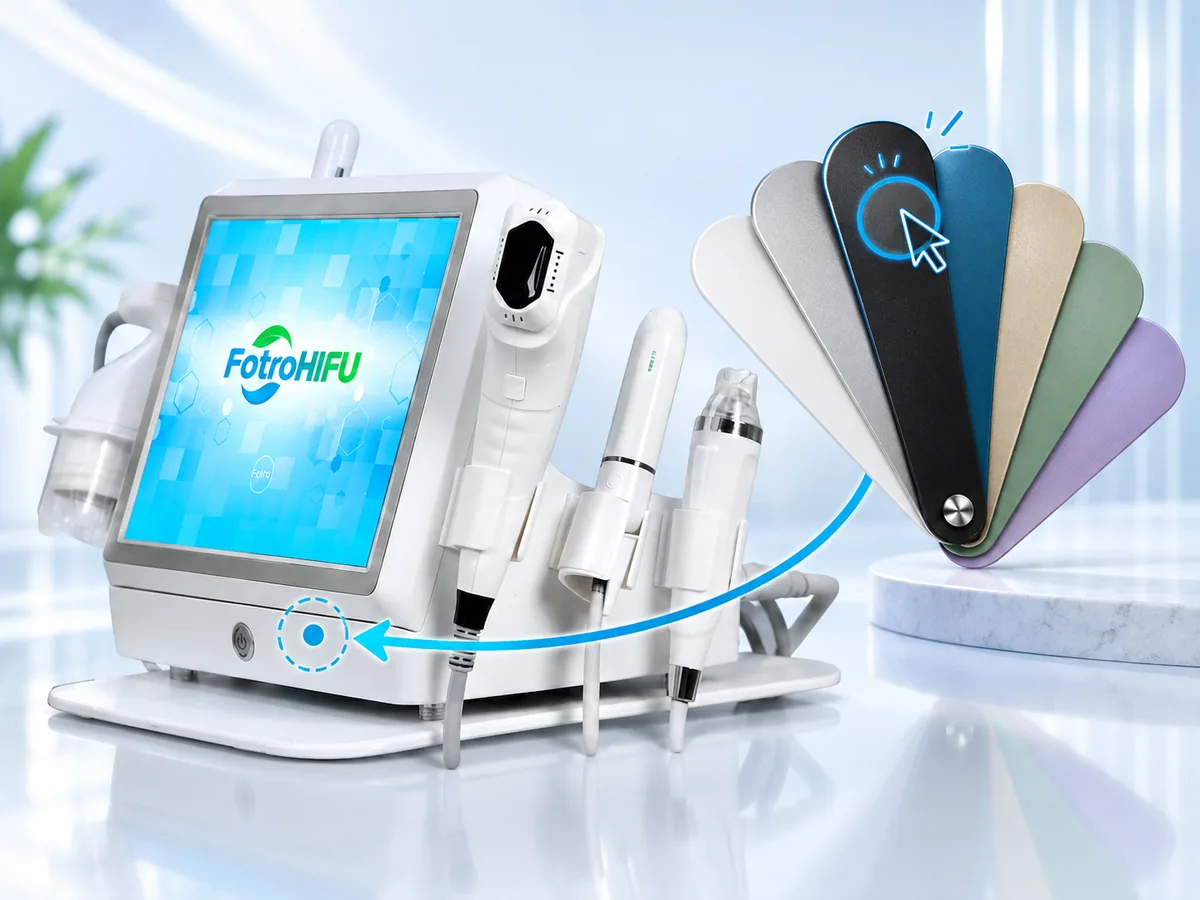 FotroHIFU Max machine color customization illustrated with enclosure color swatches